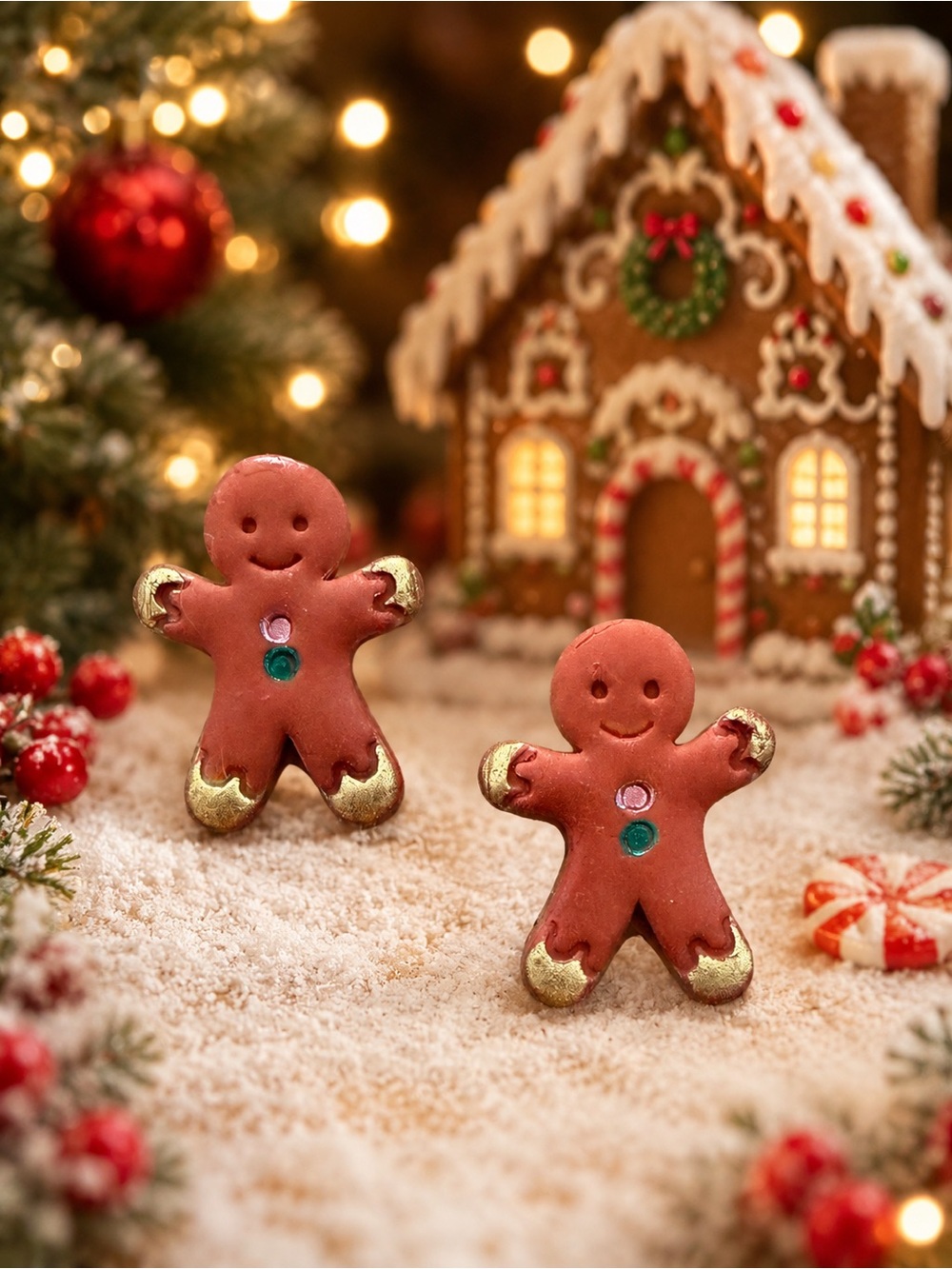 Holiday Gingerbread Man Handmade Polymer Clay Earrings